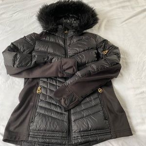 Michael Kors Women's M down Puffer Jacket Down Black Full Zip Polyester.